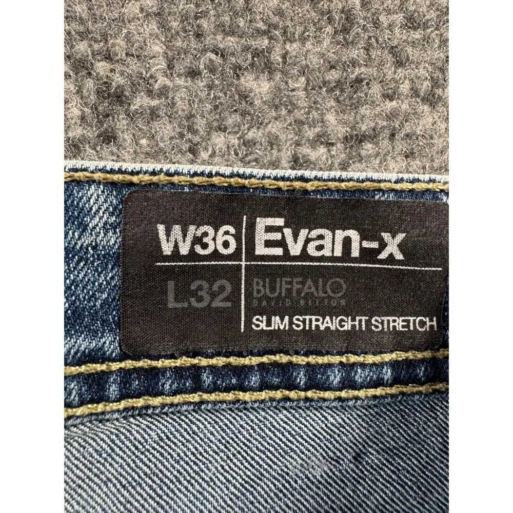 Buffalo David Bitton Jeans Evan X Slim Straight Stretch 36x29 Medium Wash